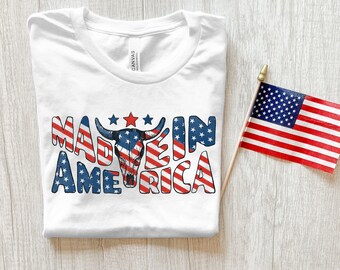 Made In America T Shirt for 4th Of July *UNISEX FIT* Red White Blue, Patriotism Graphic Tee, Proud American