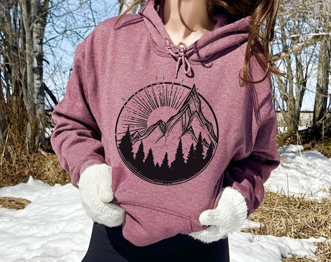 Mountain Sun Hoodie Nature Crewneck Sweatshirt