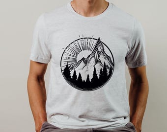 Mens Shirts, PNW Shirt, Graphic Tees, Gift for Men, Nature Shirt, Mountain Shirt, Nature Lover Gift, Mens T-Shirts, Camping Shirts, Wander