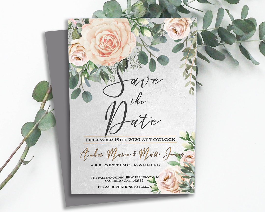 Editable SAVE THE DATE Announcement, Diy Edit and Print, Blush Pink ...