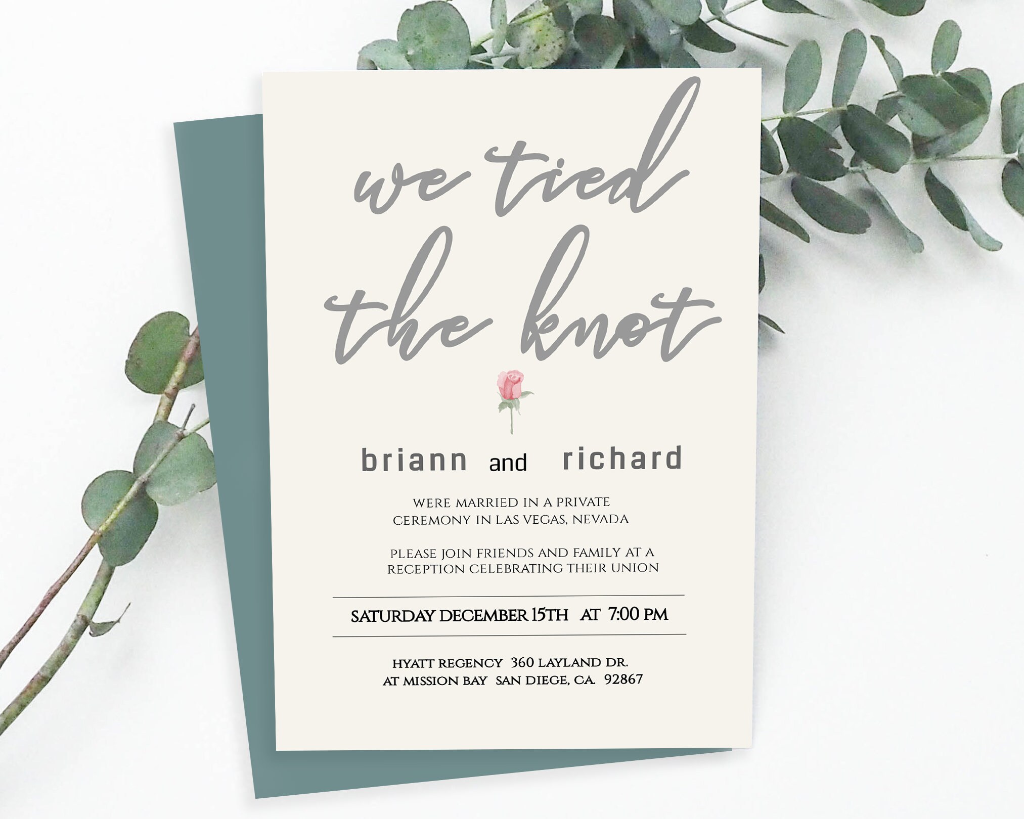 Modern WE TIED the KNOT card fully editable custom elopement | Etsy