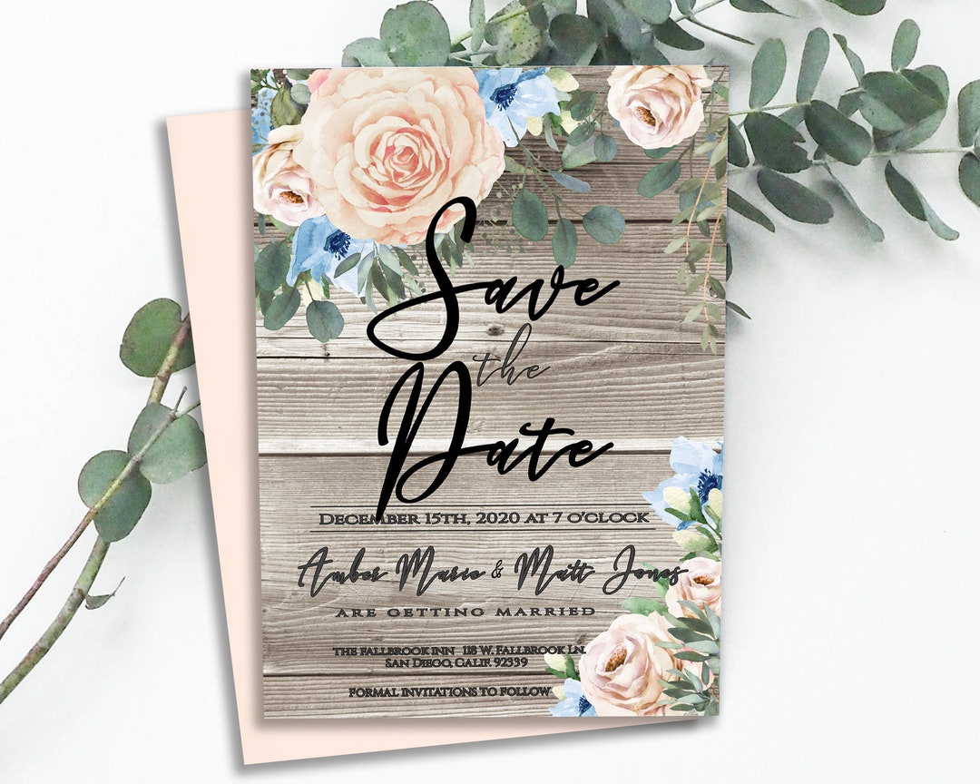 Editable SAVE THE DATE Announcement, Rustic Wedding Template, Diy Edit ...