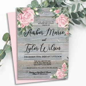 Editable WEDDING INVITATION, wedding invitation template, rustic wedding card, editable printable digital download, diy edit and print 5P-WI