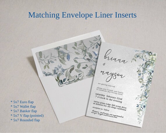 MATCHING ENVELOPE LINER Inserts for Your Purchased Template From  Voguewedding, Envelope Liner Insert, Diy Wedding, Printable 22-eli 