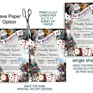 Editable WEDDING INVITATION, Alice in Wonderland Whimsical Themed Invitation, diy edit print, elegant theme font instant download 47W-wi image 5