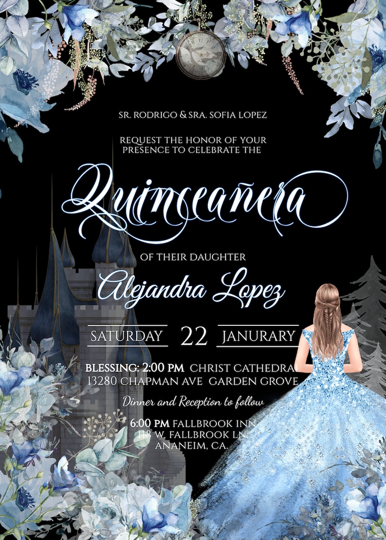 Editable QUINCEANERA BIRTHDAY PARTY Invitation Cinderella Etsy