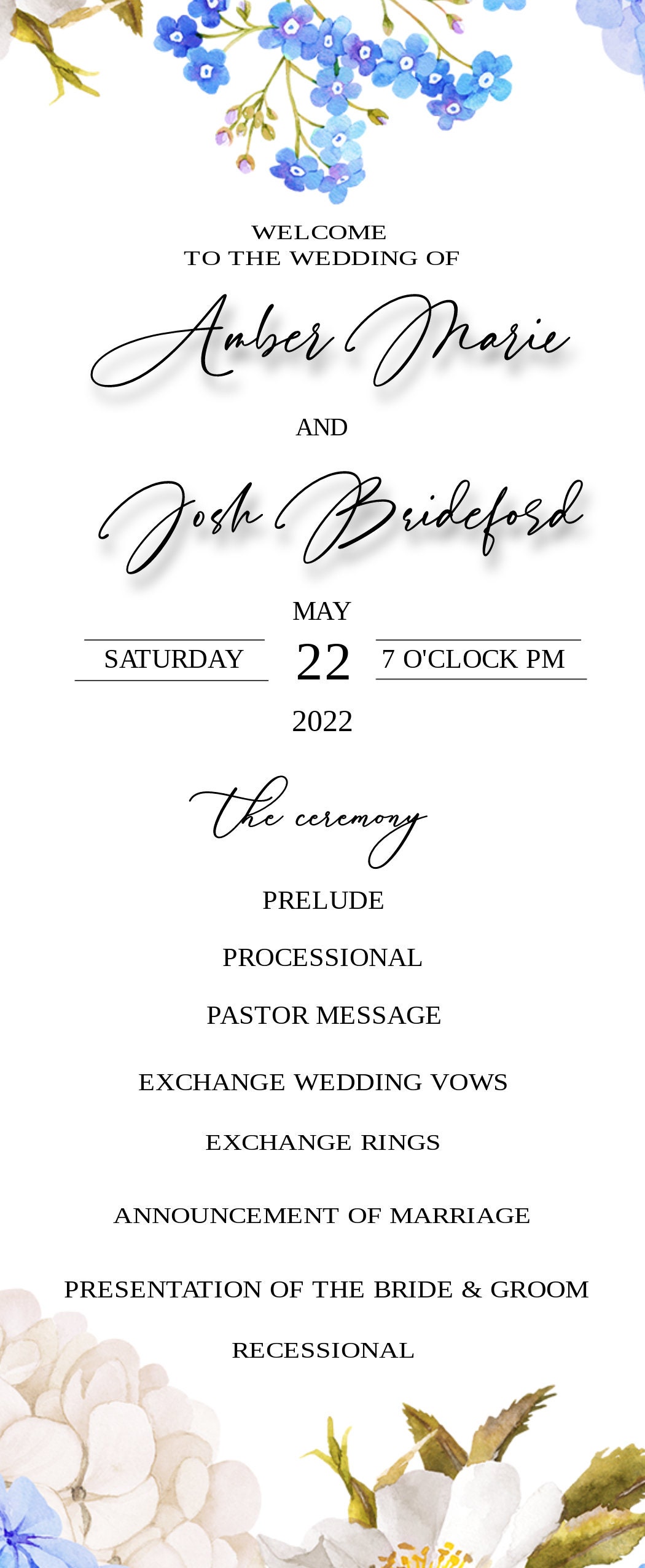 Editable Wedding Program Card Diy Print Edit Wedding Program Template 