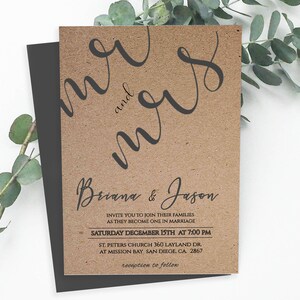 Invitación de boda editable MR y MRS, rústica con caligrafía moderna, tarjeta de boda totalmente editable, plantilla de boda digital 15K-MM