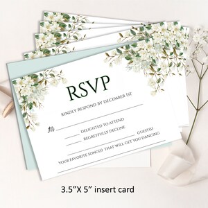 Editable WEDDING RSVP Insert card, magnolia floral formal Wedding Reply card 5&quot;x3.5&quot; card, instant download, diy edit print wedding 35-rsvp