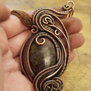 Copper Wire Wrapped Pendant with Dragon Stone