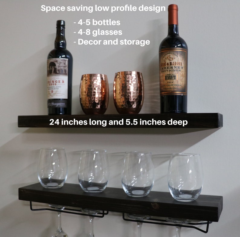 Modern Rustic Floating Wine Rack Shelf Wine & Liquor Storage Etsy