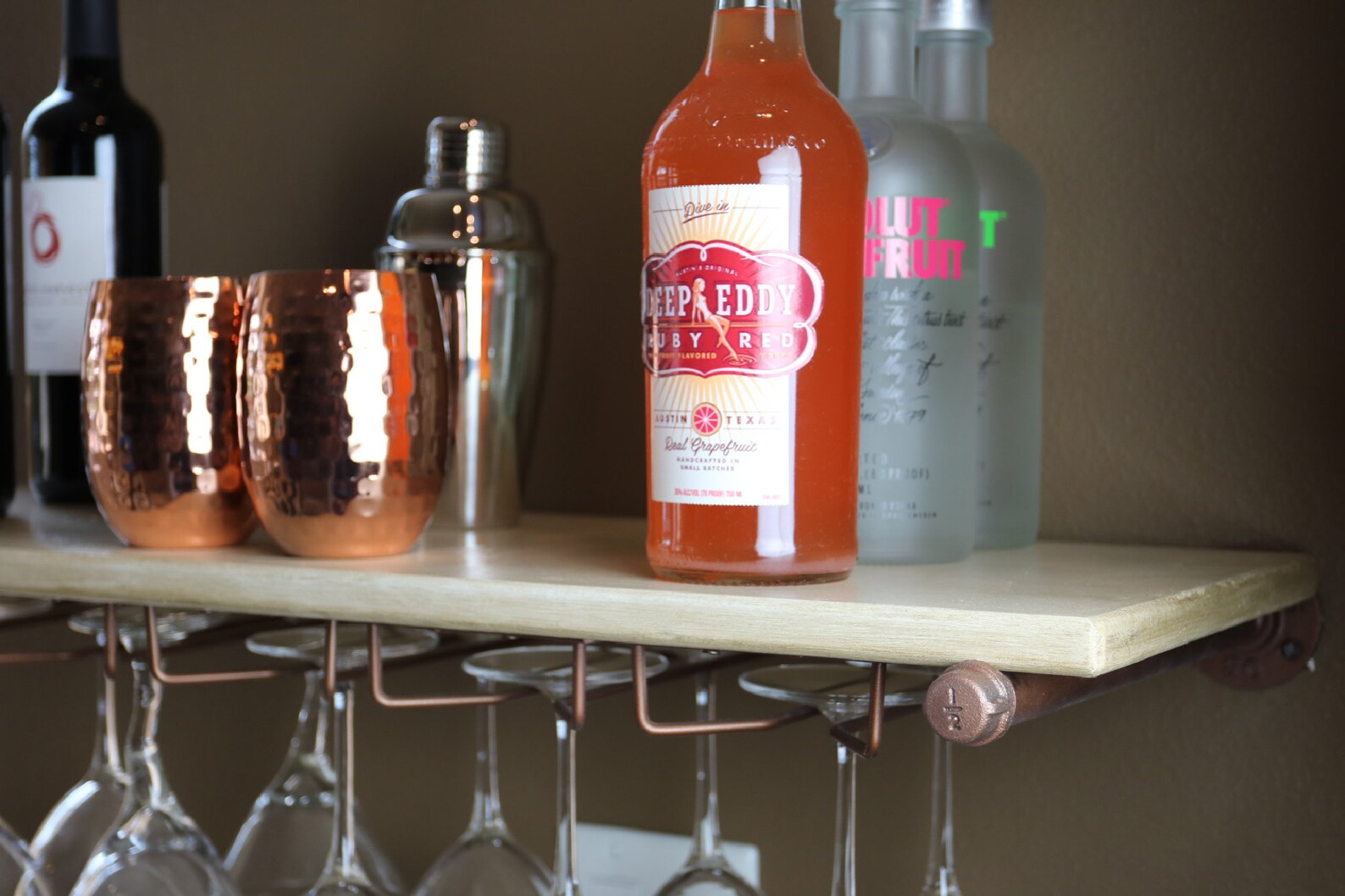 Deep Wine Glass Rack Floating Shelf Wine and Liquor Bottle Etsy