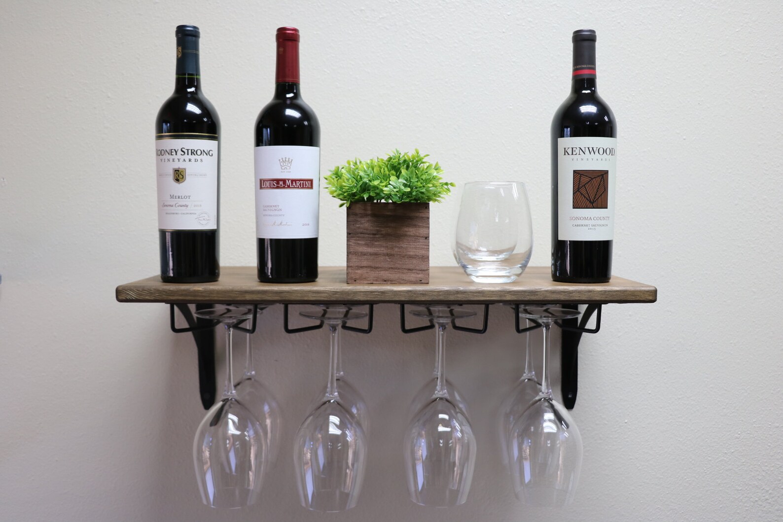 Deep Wine Glass Rack Floating Shelf Wine and Liquor Bottle Etsy