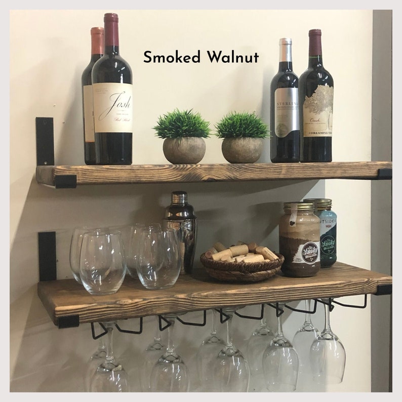 Deep Wine Glass Rack Floating Shelf Wine and Liquor Bottle Etsy