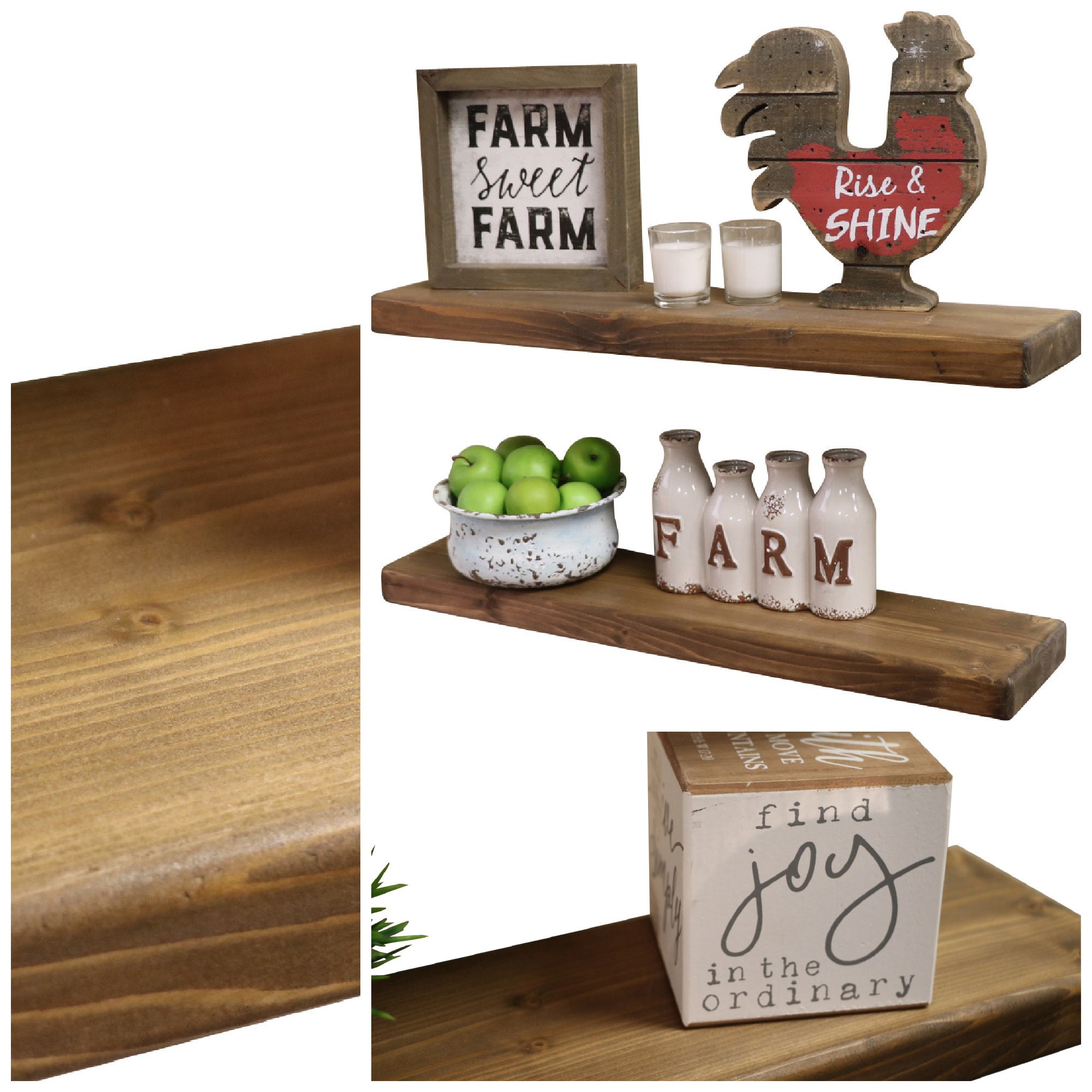 SDI Designs Rustic Farmhouse Floating Display Shelves Hidden Etsy