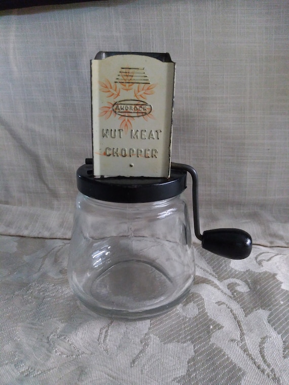 Vintage Androck Nut Meat Chopper With Original Jar, Manual Nut