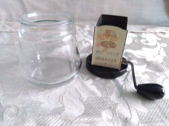 Vintage Androck Nut Meat Chopper With Original Jar, Manual Nut