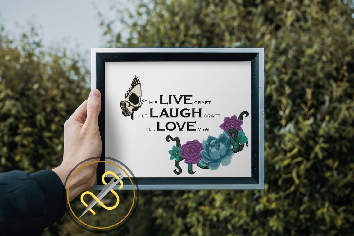 Live Laugh LOVECRAFT Cross Stitch Pattern / HP Lovecraft / - Etsy Sweden