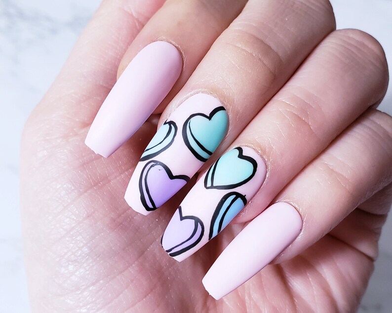 Sweethearts Valentine's Day Press on Nails | Etsy