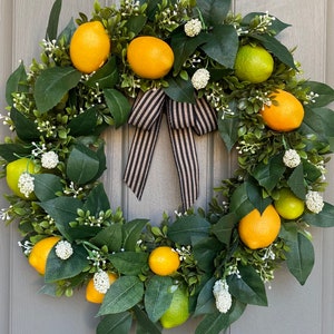 Lime and lemon wreath, everyday wreath, citrus wreath, front door wreath