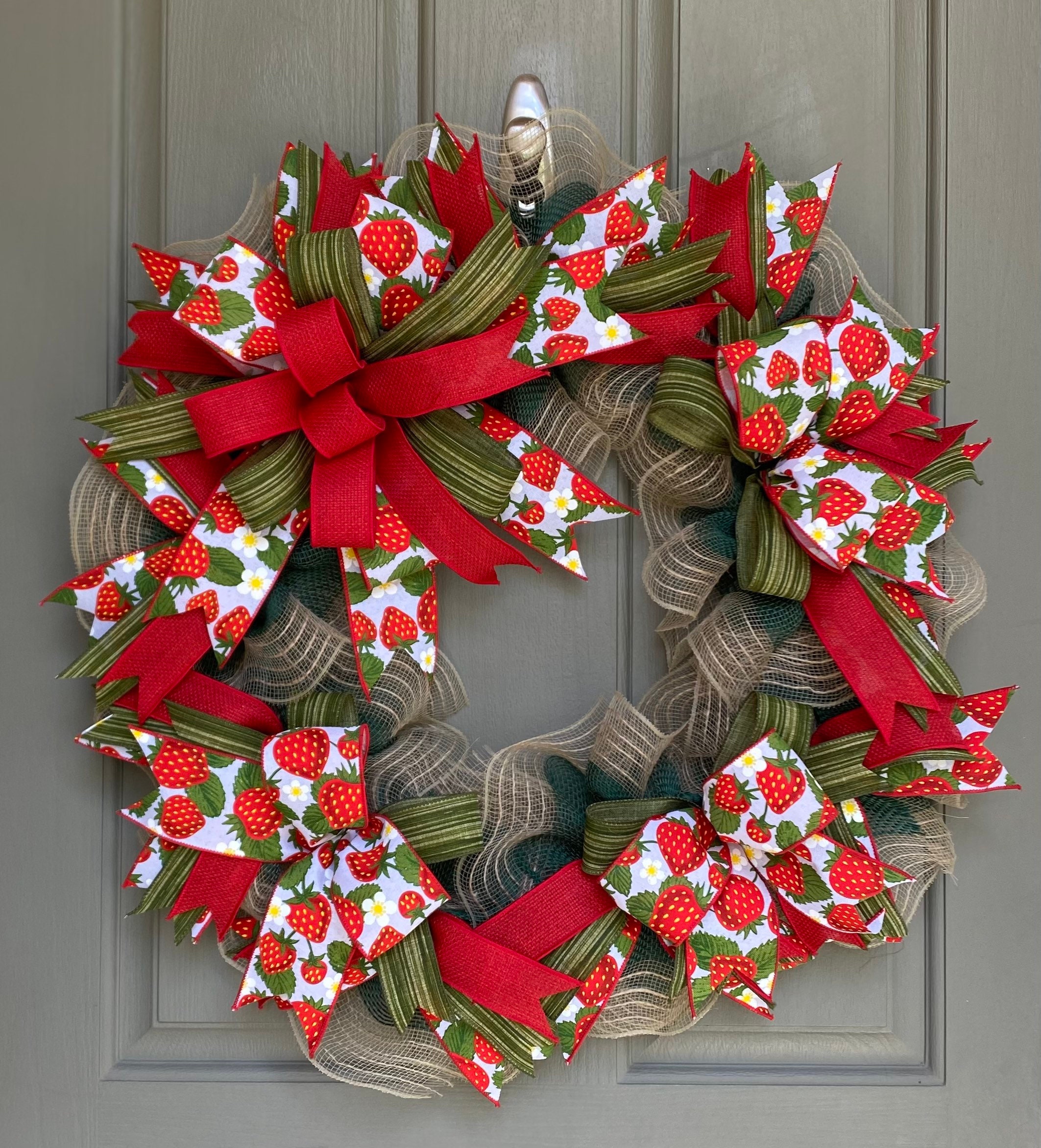 Maison de Reefur - SRNmama♪ Summer Strawberry Ribbon Wreath, Summer Wreath, Front Door Summer