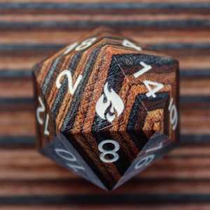 Fire Black and Brown Technical Wood Single D20