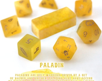 Cat's Eye Yellow Paladin Dice Set
