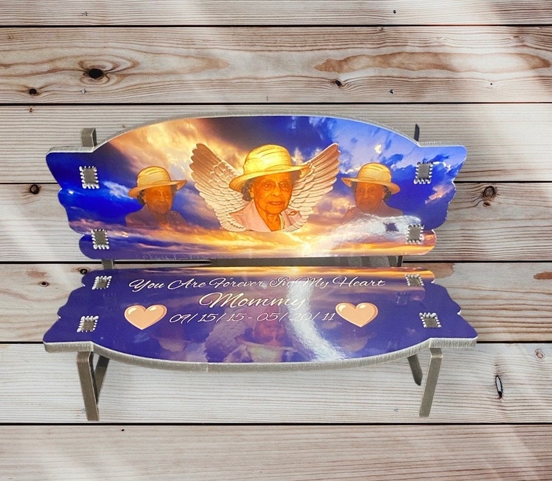 Personalized memorial bench bench custom bench photo bench