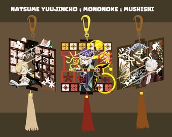 Porte-clés en bois Mononoke, Mushishi et Natsume Yuujinchou pour vendeur de médicaments