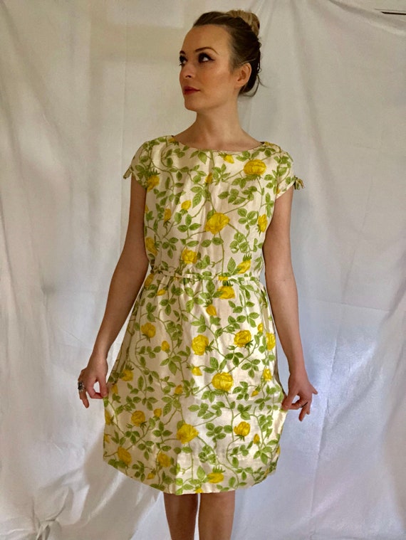 Vintage Yellow Foral Dress