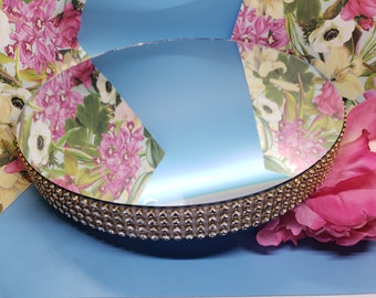 Soporte para centro de mesa con espejo redondo personalizado de 10 pulgadas, soporte para pastel de bodas