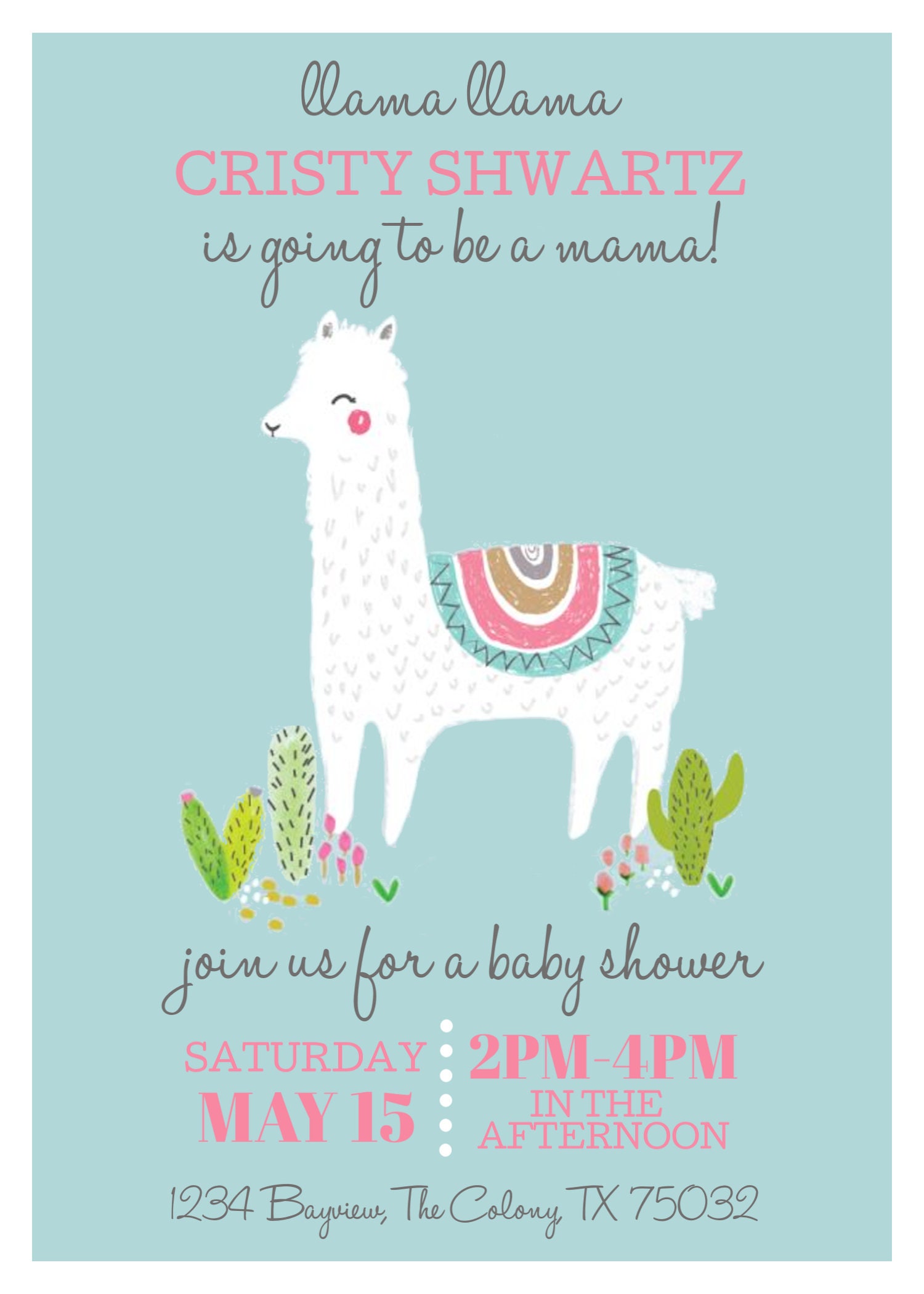Llama Mama Baby Shower Invitation