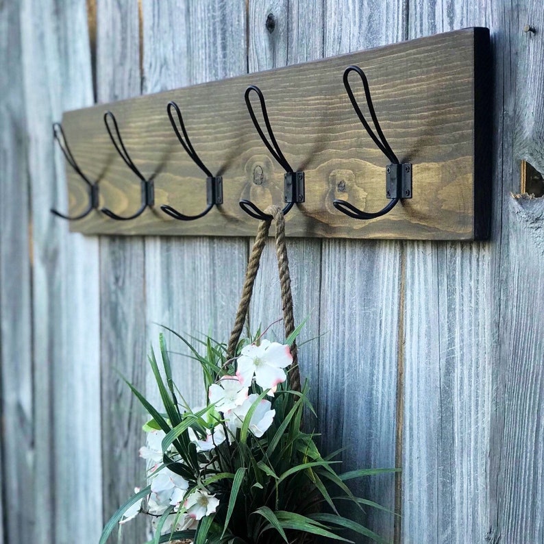 Rustic Coat Rack Farmhouse Coat Rack Stained Wood Coat Etsy