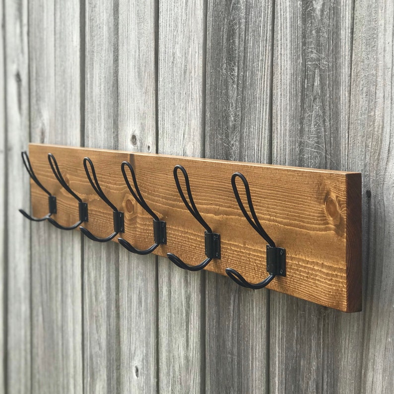 Rustic Coat Rack Farmhouse Coat Rack Stained Wood Coat Etsy