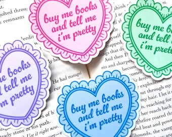 Buy Me Books And Tell Me I'm Pretty Sticker, Lace Heart Bookish Vinyl Kindle Decal
