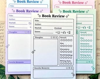 Handmade Book Review (4x6) Memo Pad, 40 Sheets Tear Away Notepad