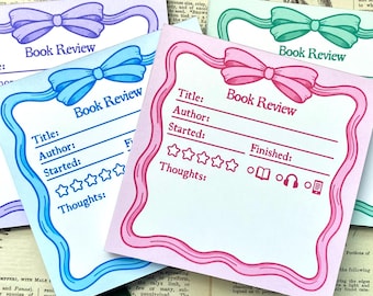 Coquette Bow Book Review Notepad | Handmade 3.5"x3.5" Memo Pad | 40 Sheets