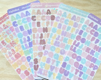 Mini Multicolor Alphabet Deco Stickers, Matte and Holographic Journaling Stickers