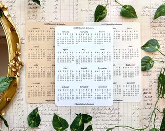 2027 Monthly Mini Calendar Stickers | Vintage Typewriter Yearly Planner Stickers