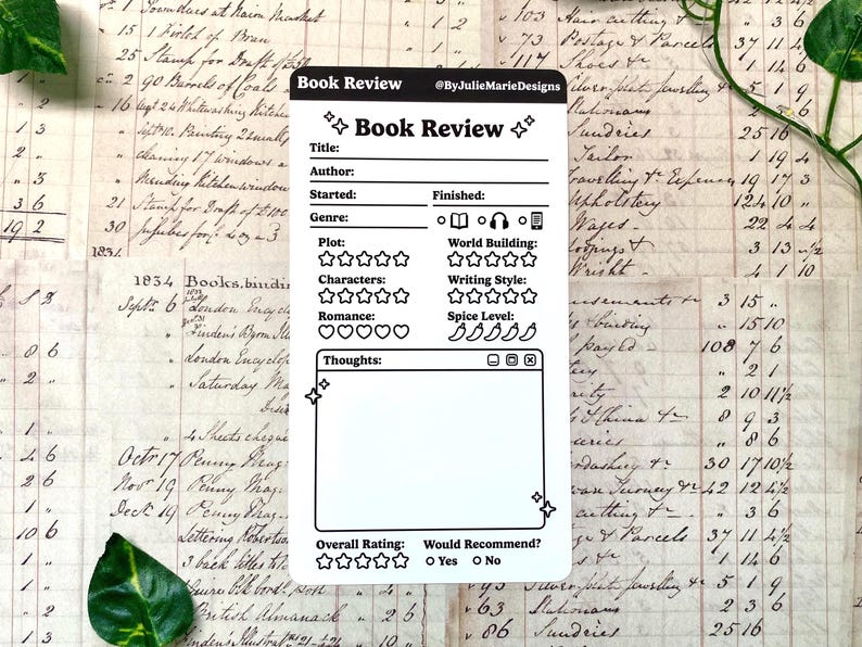 Literature Review Stickers Book Review Sticker | Book Rating Journaling Stickers | Cute Bookish ...