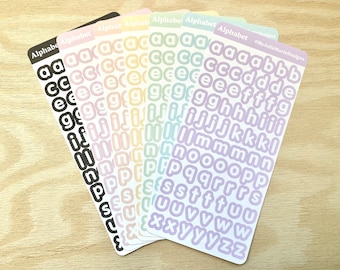 Pastel Lowercase Alphabet Deco Stickers, Matte Letter Journaling Stickers