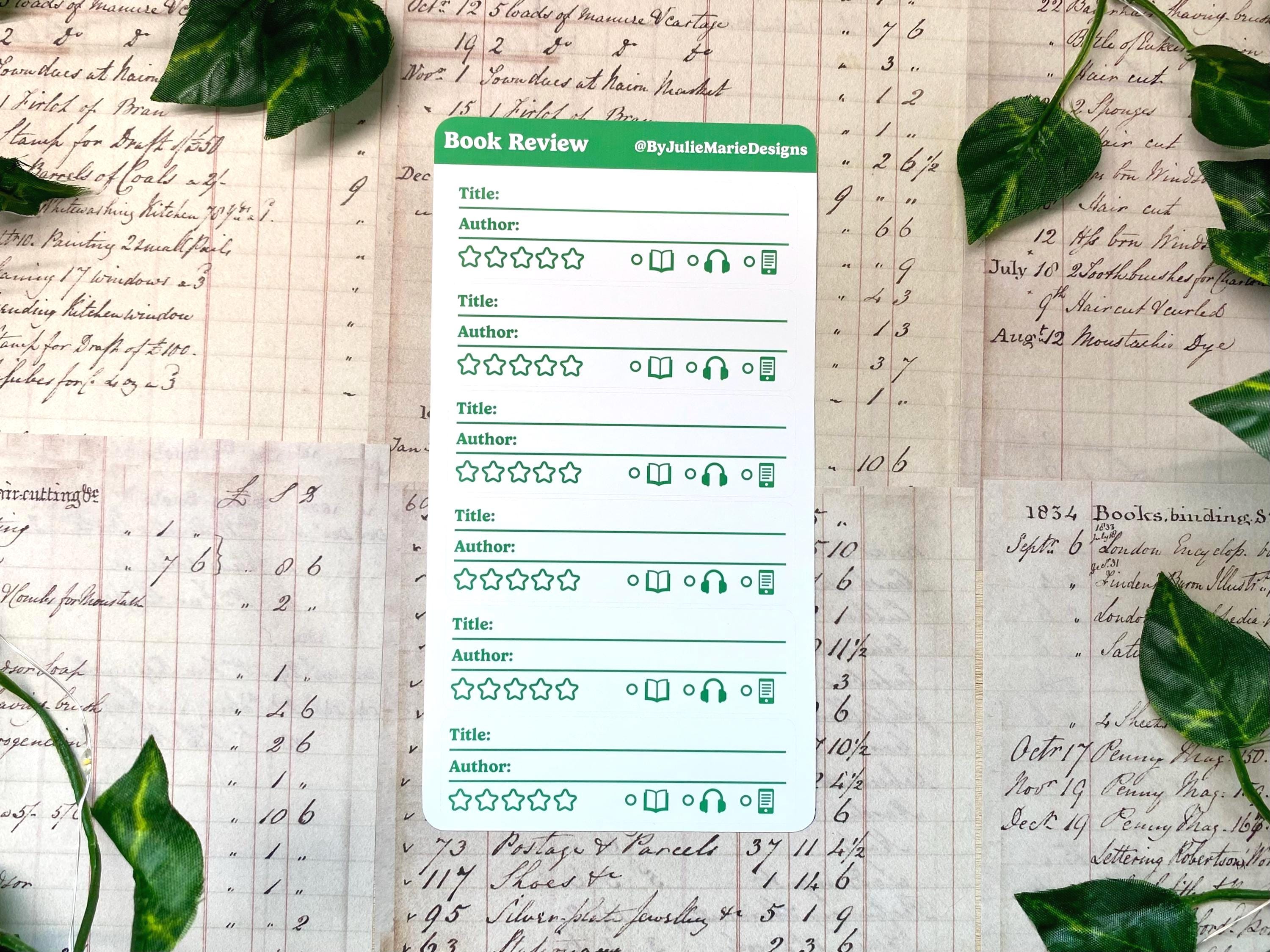 Literature Review Stickers Mini Book Review Stickers With Star Ratings, Colorful Reading Tracker ...