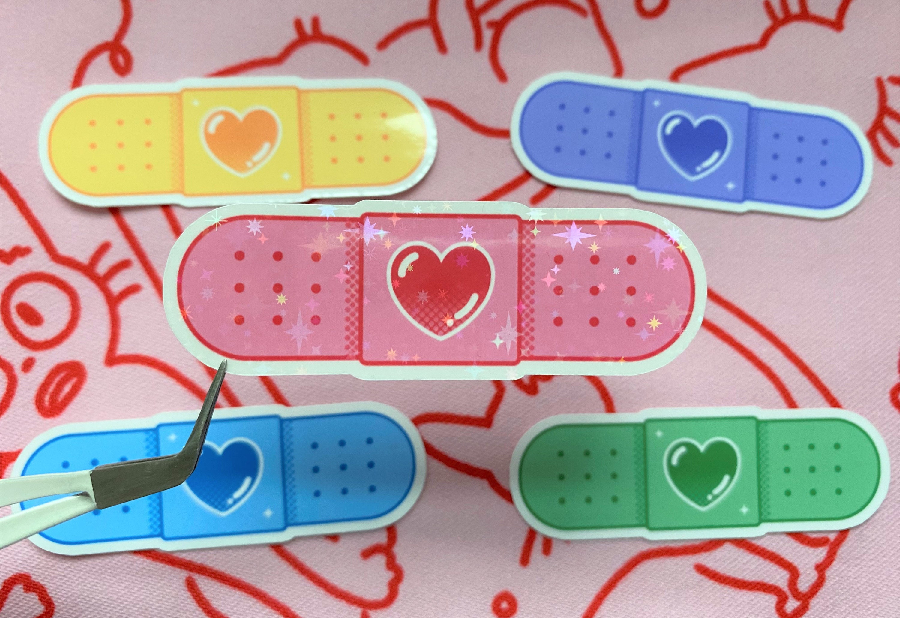Pink Bandage Sticker Colorful Bandage Sticker Pack | Cute Self Care Stickers for Kindles and ...