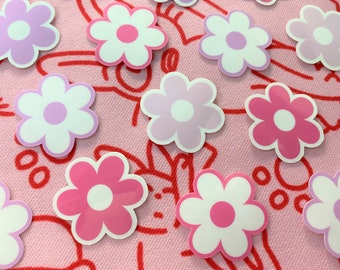 Pink Flower Sticker Pack, Glossy Vinyl Stickers