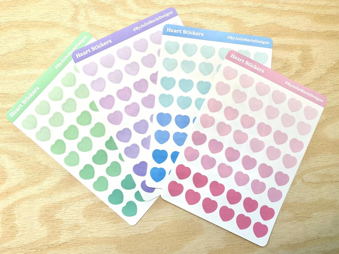 Mini Heart Matte Sticker Sheet, Colorful Planner Stickers - Etsy