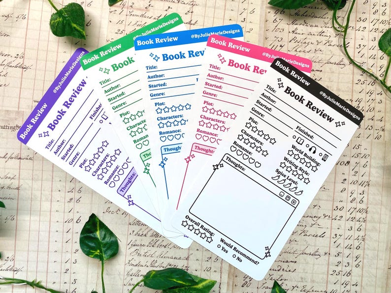 Literature Review Stickers Book Review Sticker | Book Rating Journaling Stickers | Cute Bookish ...