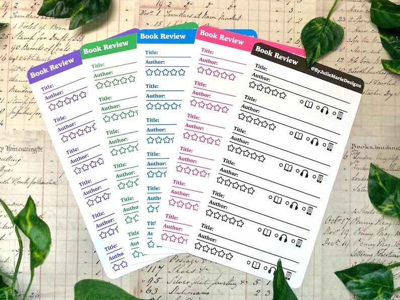 Literature Review Stickers Mini Book Review Stickers With Star Ratings, Colorful Reading Tracker ...