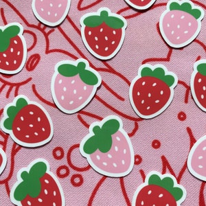 Small Strawberry Glossy Sticker Pack | Pink and Red Strawberry Stickers