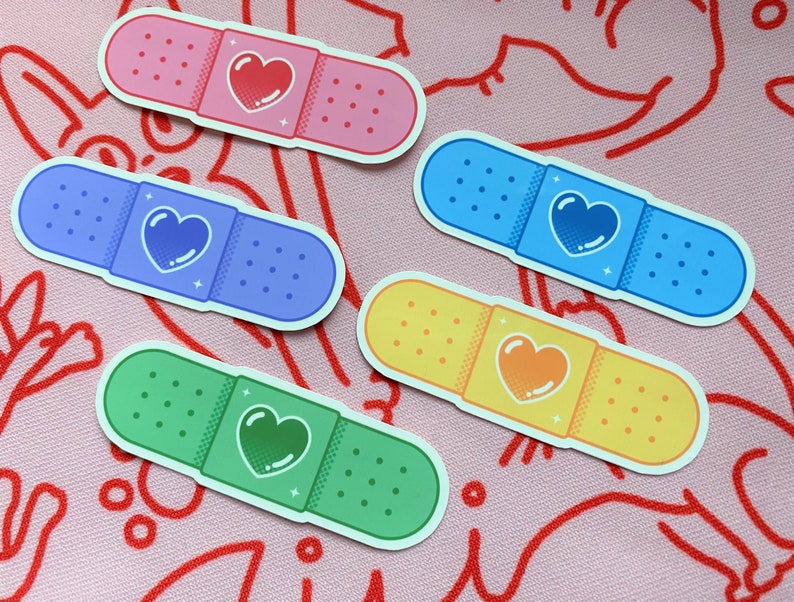 Health Band Sticker Colorful Bandage Sticker Pack | Cute Self Care Stickers (5-pack) - Etsy