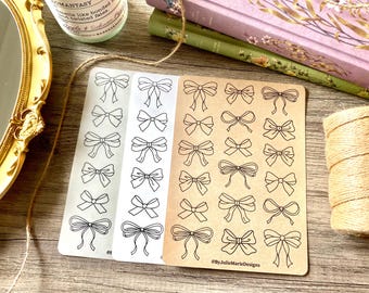 Coquette Ribbon Sticker Sheet | Vintage Inspired Bow Planner Stickers